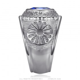 Anillo universitario Gens du voyage France Niglo Blue Silver IM#24564