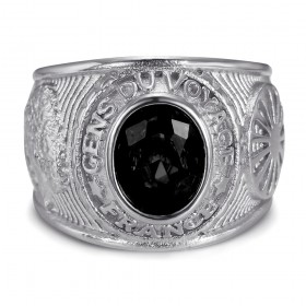 Anillo universitario Gens du voyage France Niglo Black Silver IM#24567