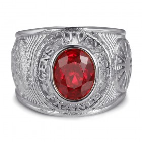 Anillo universitario Gens du voyage France Niglo Red Silver IM#24573