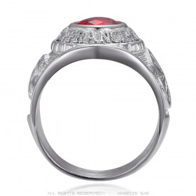 Bague universitaire Gens du voyage France Niglo Rouge Argent  IM#24574