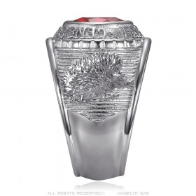 Anillo universitario Gens du voyage France Niglo Red Silver IM#24575