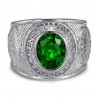 Bague universitaire Gens du voyage France Niglo Vert Argent  IM#24585