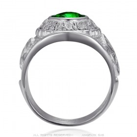 Anillo universitario Gens du voyage France Niglo Green Silver IM#24586