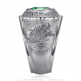 Anillo universitario Gens du voyage France Niglo Green Silver IM#24587