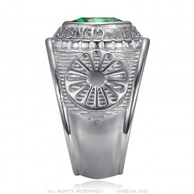 Anillo universitario Gens du voyage France Niglo Green Silver IM#24588