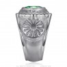 Anillo universitario Gens du voyage France Niglo Green Silver IM#24588