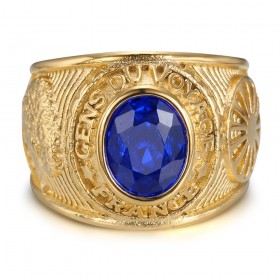 Anillo universitario Gens du voyage France Niglo Blue Gold IM#24591