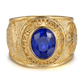University ring Gens du voyage France Niglo Blue Gold IM#24591