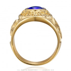 Bague universitaire Gens du voyage France Niglo Bleu Or  IM#24592