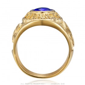 University ring Gens du voyage France Niglo Blue Gold IM#24592
