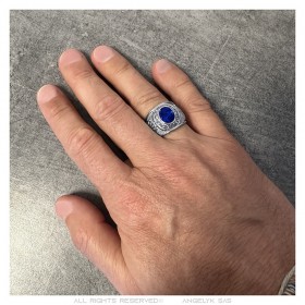 Bague universitaire Gens du voyage France Niglo Bleu Argent  IM#24602