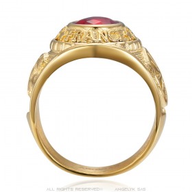 Anillo universitario Gens du voyage France Niglo Red Gold IM#24611