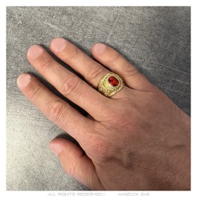 University ring Gens du voyage France Niglo Red Gold IM#24614