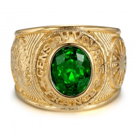 Anello universitario Gens du voyage France Niglo Green Gold IM#24624