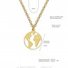 Pendentif carte du Monde mappemonde Acier inoxydable Or  IM#24716