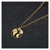 World Map Pendant Stainless Steel Gold IM#24717