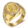 Ring of the Virgin Mary Sara and Cross Steel Gold Diamonds IM#24730