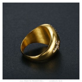 Ring of the Virgin Mary Sara and Cross Steel Gold Diamonds IM#24731
