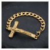 Gourmette Armband Jesus am Kreuz Edelstahl Gold IM#24749