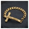 Gourmette Bracelet Jesus on the Cross Stainless Steel Gold IM#24749