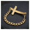 Curb Bracelet Jesus on the Cross Stainless Steel Gold IM#24750