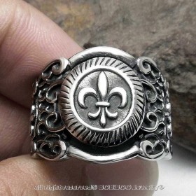 Anillo anillo de Plata de Acero Inoxidable de Fleur-de-Lys   IM#24756