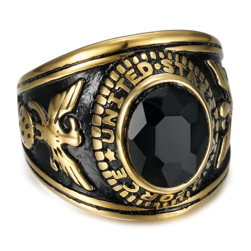 Anillo de sello Army USA Air Force Black Gold  IM#24774