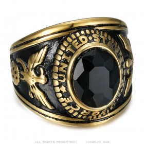 Signet Ring Army USA Air Force in oro nero  IM#24775