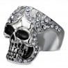 Signet Ring skull Head Rhinestone Silver Steel  IM#24797