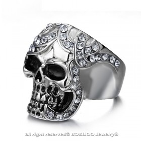 Siegelring Ring mit totenkopf-Strass-Silber-Stahl  IM#24798