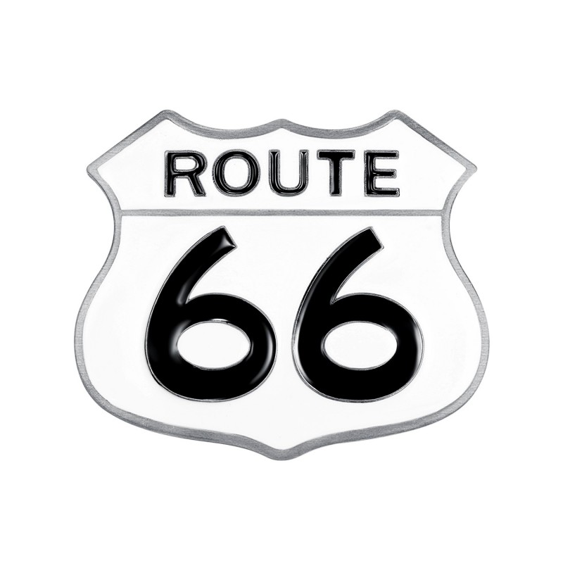 Route 66 Coat of Arms Belt Buckle White Black Enamel IM#24803