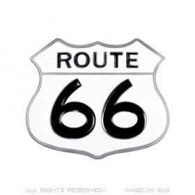 Boucle de Ceinture Blason Route 66 Email Blanc Noir  IM#24804