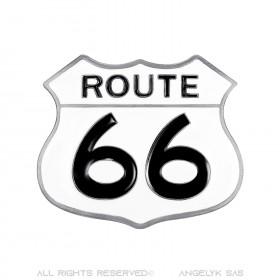 Route 66 Coat of Arms Belt Buckle White Black Enamel IM#24804