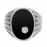 Anillo de sello Plata Negro Onyx Diamante Hombre Acero inoxidable IM#24820