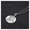 Virgin and Child Round Medal Pendant Stainless Steel Silver IM#24835