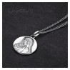 Runder Medaillenanhänger Jungfrau und Kind aus Edelstahl, Silber, IM#24835
