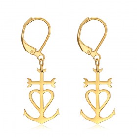 Camargue Cross Earrings Stainless Steel Gold IM#24839