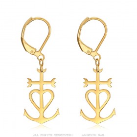 Camargue Cross Earrings Stainless Steel Gold IM#24840