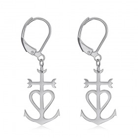 Boucles d'Oreilles Croix de camargue Acier inoxydable Argent  IM#24844