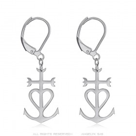 Boucles d'Oreilles Croix de camargue Acier inoxydable Argent  IM#24845