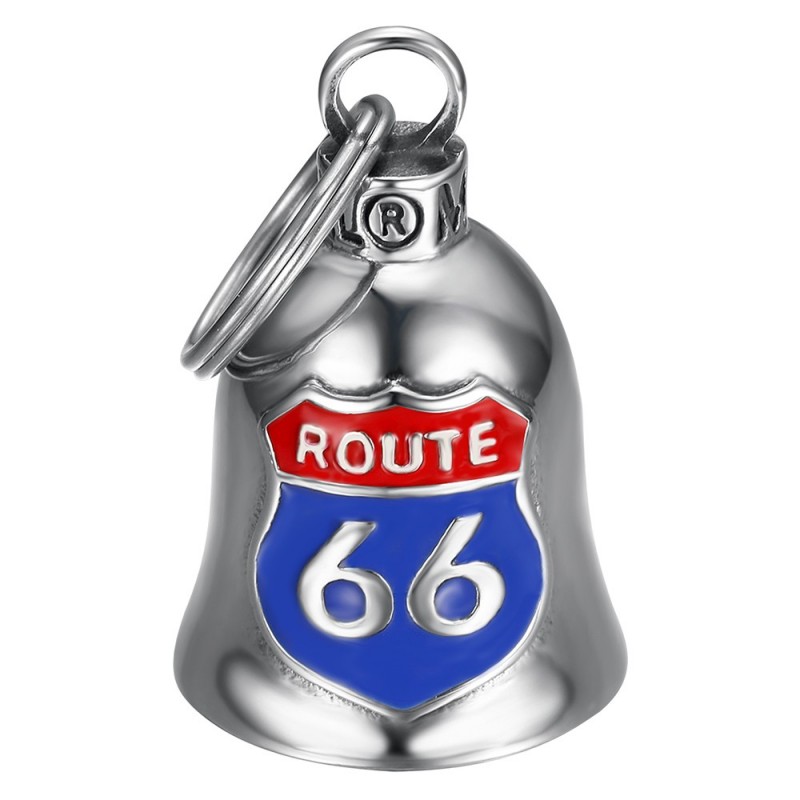 Clochette moto Mocy Bell Route 66 USA Acier inoxydable Argent  IM#24849