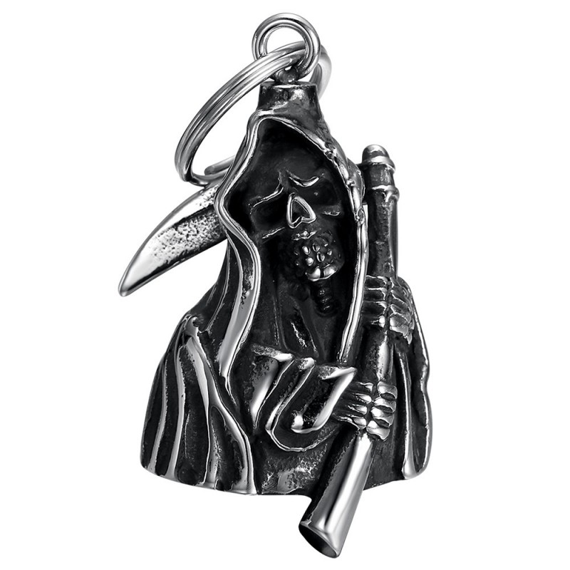 Campana de motocicleta Mocy Bell Grim Reaper Acero inoxidable Plata IM#24855