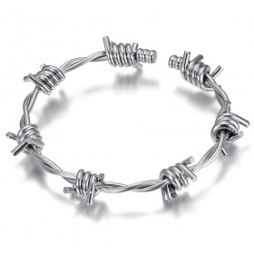 Barbed Wire Bracelet 316l Stainless Steel Silver IM#24861