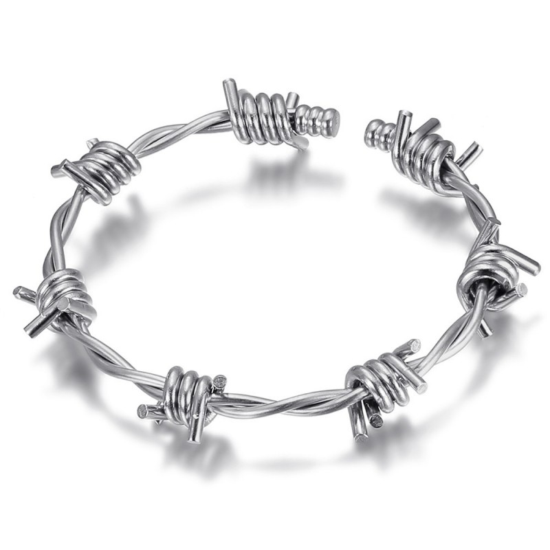 Brazalete de alambre de púas Acero inoxidable 316l Plata IM#24861