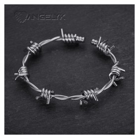 Barbed Wire Bracelet 316L Stainless Steel Silver IM#24863