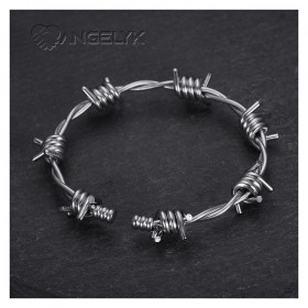 Barbed Wire Bracelet 316L Stainless Steel Silver IM#24864