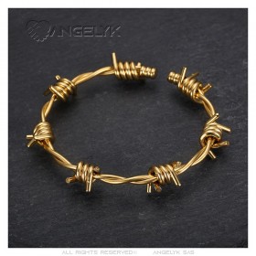 Bracelet barbelé Fil de fer Acier inoxydable 316l Or  IM#24871