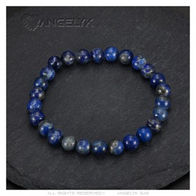 Pulsera de lapislázuli genuino 8mm 3 tallas Hombre Mujer IM#24897