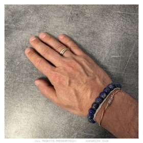 Pulsera de lapislázuli genuino 10mm 3 tallas Hombre Mujer IM#24907