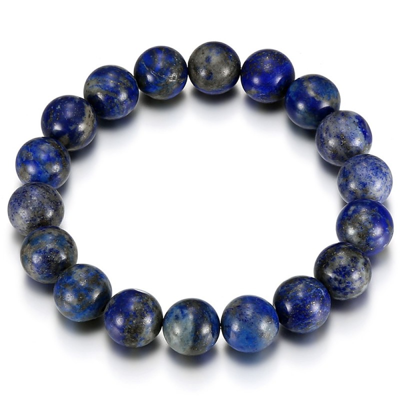 Bracelet Lapis Lazuli véritable 12mm 3 tailles Homme Femme  IM#24909